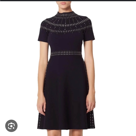 Sandro Bugle Embellished Knit Skater Dress flare size 6 / 38 - Picture 3 of 7